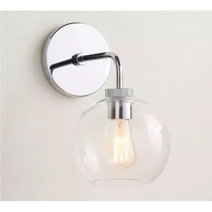 Pottery Barn Reagan Globe Single Sconce (7") Polished Nickel Clear Glass NEW